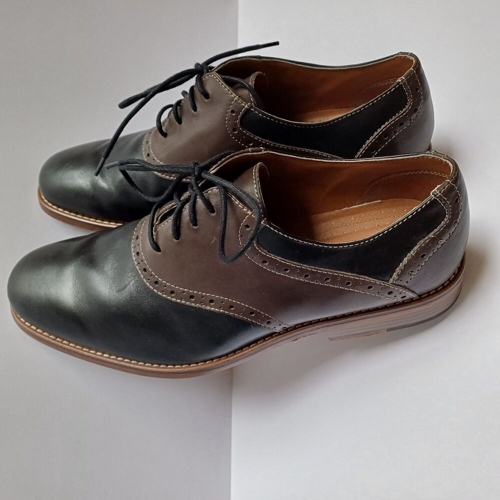 G.H. Bass & co oxford leather dress shoes black/brown size 11